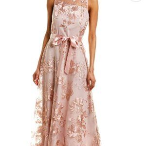 Tahari ASL Women's Sleeveless Sequin Embroidered Knit Gown